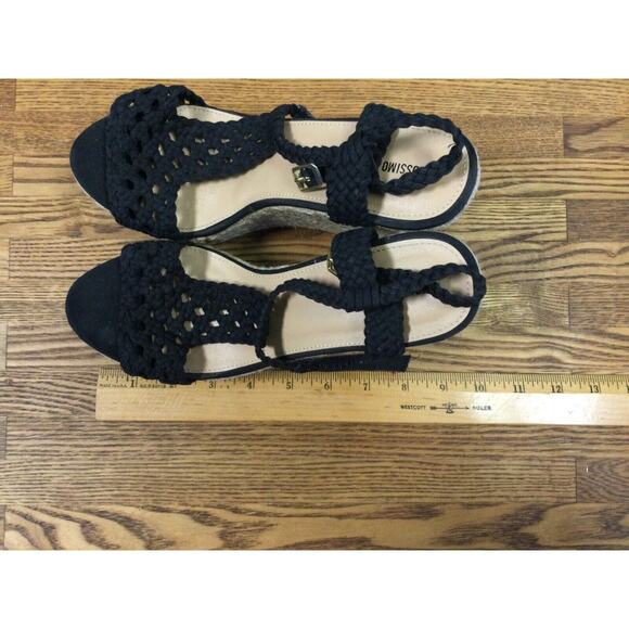 Mossimo Supply Co Women's Black Wedge Sandals Size 7 Open Toe Lace Strap 3 7/8” - Picture 11 of 12